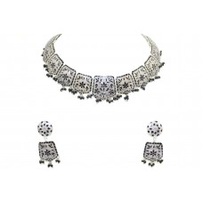 Necklace Earrings Set Silver 925 Sterling Enamel Color Women Handmade India C33